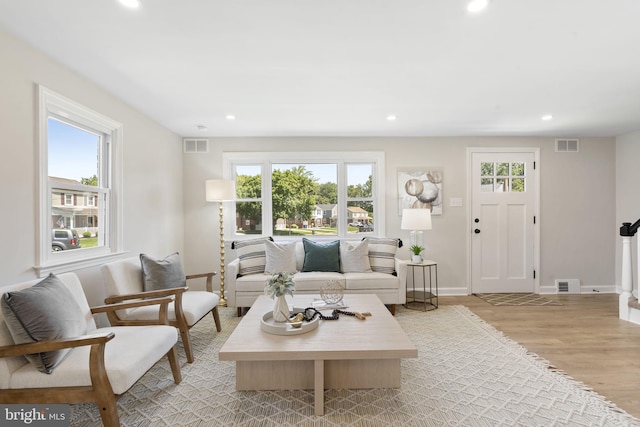 513 Ridley Cir, Morton, PA 19070 - living room with healthy amount of natural light, recessed lighting, and light wood-style floors