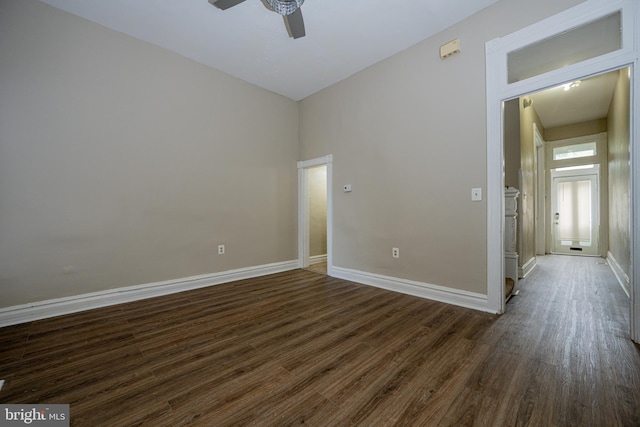 2812 Auchentoroly Ter, Baltimore, MD 21217 - unfurnished room featuring dark wood-style flooring, a ceiling fan, and lofted ceiling