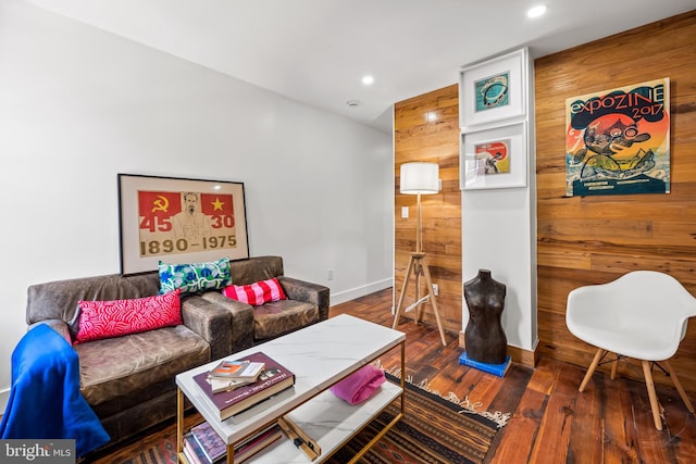 1406 Lemmon St, Baltimore, MD 21223 - living area with wood walls, recessed lighting, and wood finished floors