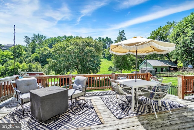 216 Hanover St, Glen Rock, PA 17327 - wooden deck with outdoor dining area