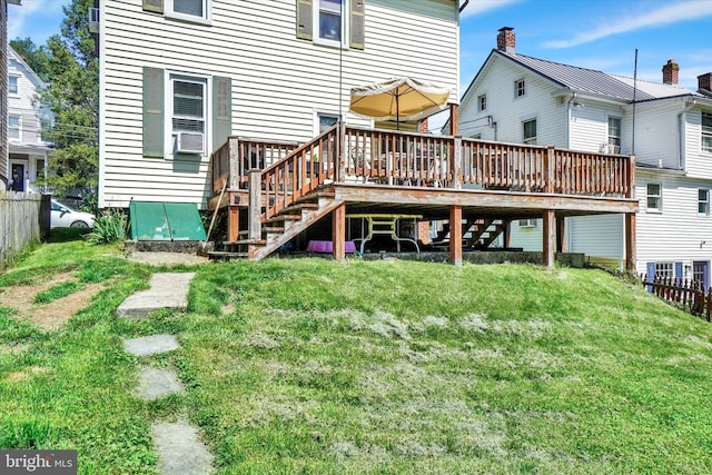 216 Hanover St, Glen Rock, PA 17327 - back of property with a wooden deck and stairway