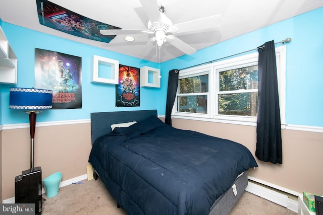 26 Worrell Rd, Tabernacle, NJ 08088 - carpeted bedroom with a baseboard radiator and a ceiling fan
