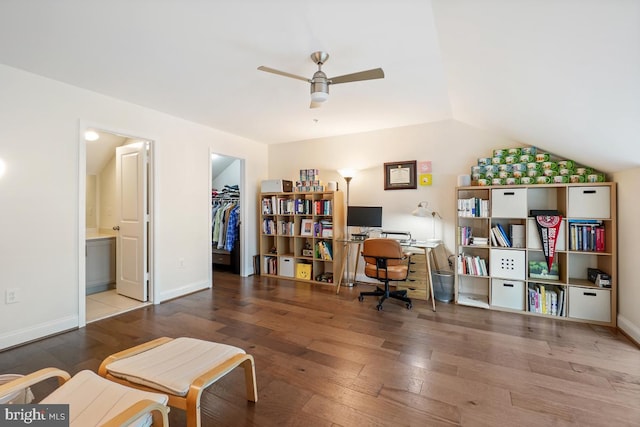 12150 Grey Squirrel St, Clarksburg, MD 20871 - office space with ceiling fan, wood finished floors, and vaulted ceiling