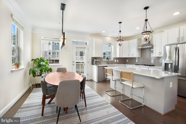 12150 Grey Squirrel St, Clarksburg, MD 20871 - kitchen featuring stainless steel appliances, a center island, healthy amount of natural light, dark wood finished floors, and recessed lighting