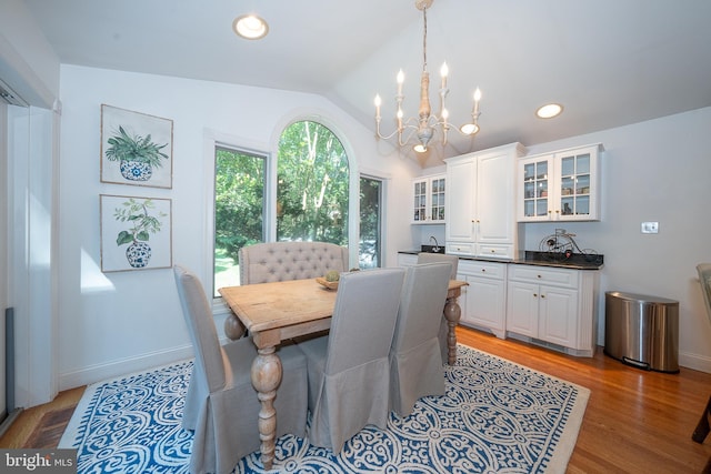 406 Devon State Rd, Devon, PA 19333 - dining area featuring a chandelier, light wood-style flooring, lofted ceiling, and recessed lighting