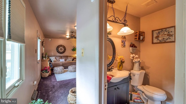 32 Lakeshore Dr, Hammonton, NJ 08037 - bathroom with vanity and a ceiling fan