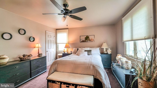 32 Lakeshore Dr, Hammonton, NJ 08037 - bedroom with dark carpet and ceiling fan