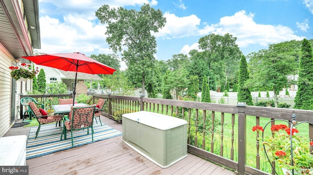 32 Lakeshore Dr, Hammonton, NJ 08037 - wooden terrace featuring outdoor dining space