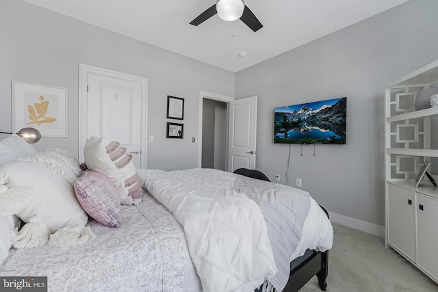 43561 Michigan Sq, Leesburg, VA 20176 - bedroom featuring light carpet and a ceiling fan