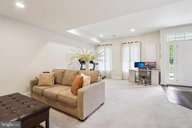 221 Patriots Path, Malvern, PA 19355 - living room featuring a desk, recessed lighting, and carpet