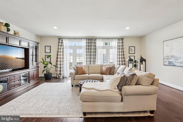 221 Patriots Path, Malvern, PA 19355 - living area featuring recessed lighting and dark wood-style flooring