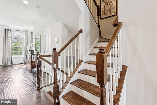221 Patriots Path, Malvern, PA 19355 - stairs featuring wood finished floors