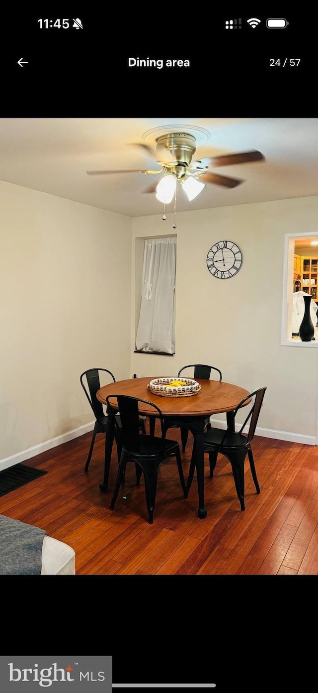 2442 S Philip St, Philadelphia, PA 19148 - dining space with wood finished floors and a ceiling fan