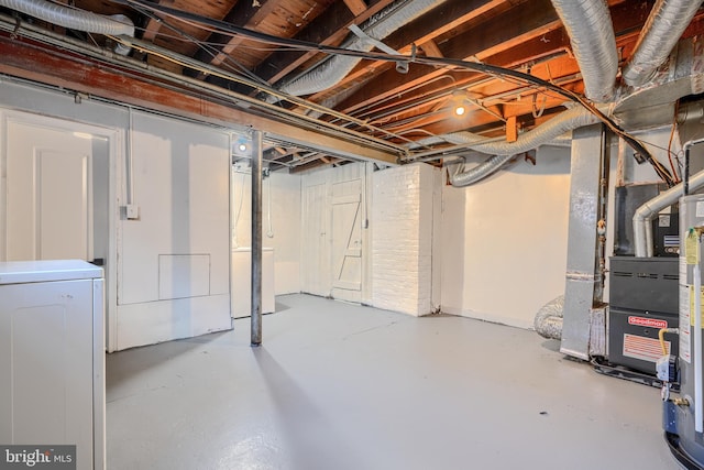 4316 Shamrock Ave, Baltimore, MD 21206 - unfinished basement featuring washer / clothes dryer and heating unit