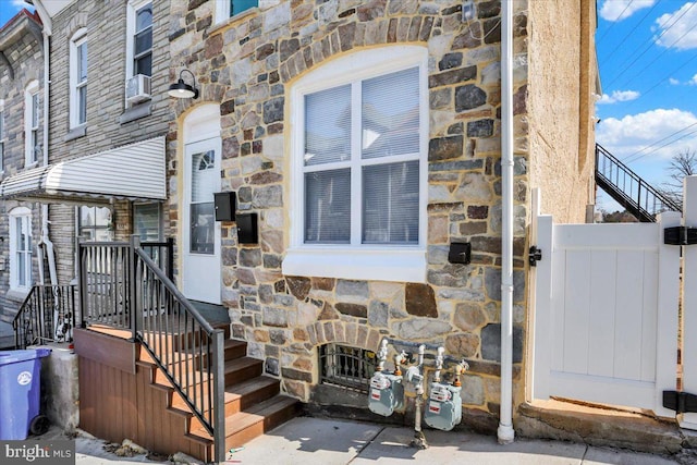 553 Wunder St Fl 1St, Reading, PA 19602 - entrance to property featuring stone siding and cooling unit