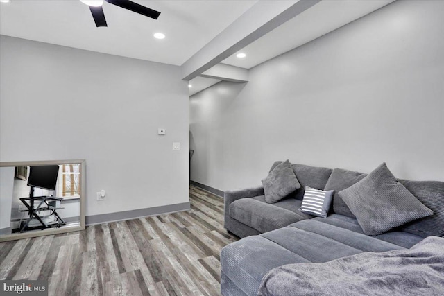 553 Wunder St Fl 1St, Reading, PA 19602 - living area featuring wood finished floors, ceiling fan, and recessed lighting