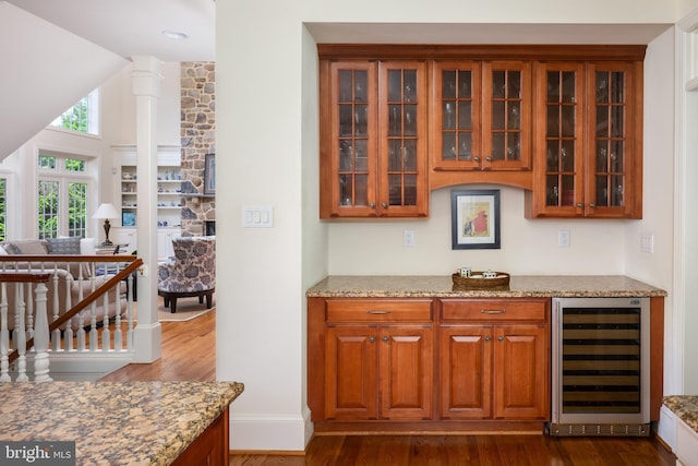 211 Twinings Ln, Wayne, PA 19087 - bar area featuring wine cooler and dark wood finished floors