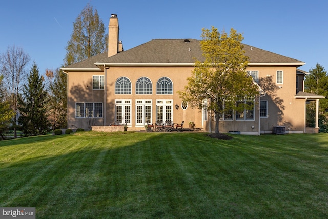 211 Twinings Ln, Wayne, PA 19087 - rear view of property with a yard, a chimney, stucco siding, and a patio