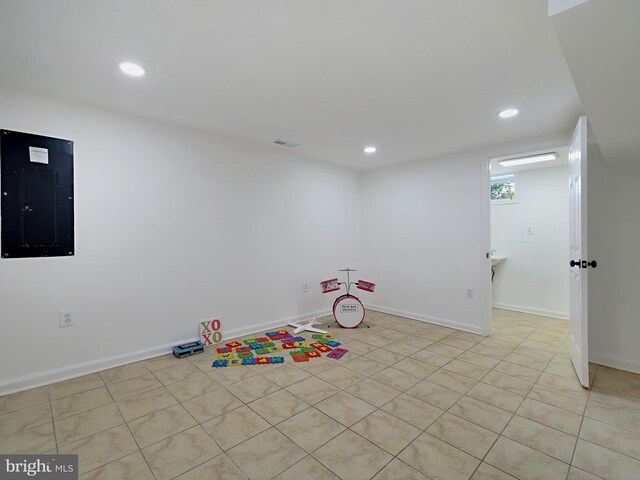 10109 Lorain Ave, Silver Spring, MD 20901 - playroom featuring electric panel, light tile patterned floors, and recessed lighting
