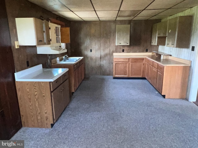 733 Saint Paul Rd, Meyersdale, PA 15552 - kitchen with wooden walls and a paneled ceiling