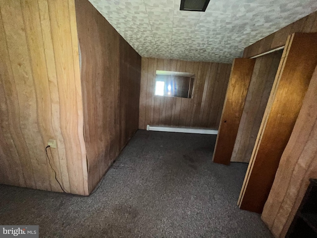 733 Saint Paul Rd, Meyersdale, PA 15552 - hall with carpet flooring and wooden walls
