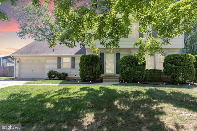 269 Burning Tree Rd, Delran, NJ 08075 - colonial-style house featuring a garage, concrete driveway, a front lawn, entry steps, and a shingled roof