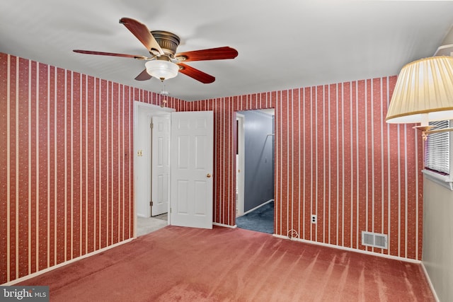 269 Burning Tree Rd, Delran, NJ 08075 - unfurnished bedroom with carpet floors, wallpapered walls, and ceiling fan