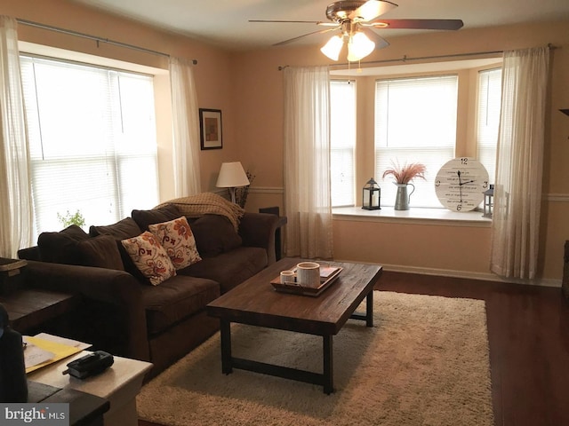 233 Flagstone Rd Unit 5, Chester Springs, PA 19425 - living area featuring ceiling fan, plenty of natural light, and wood finished floors