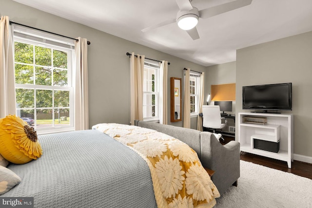 8327 Fran Ct, Lorton, VA 22079 - bedroom with wood finished floors and a ceiling fan