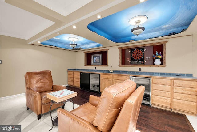 8327 Fran Ct, Lorton, VA 22079 - indoor wet bar featuring wine cooler and fridge