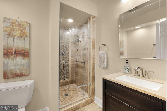 8327 Fran Ct, Lorton, VA 22079 - bathroom featuring vanity, a shower stall, and tile patterned flooring