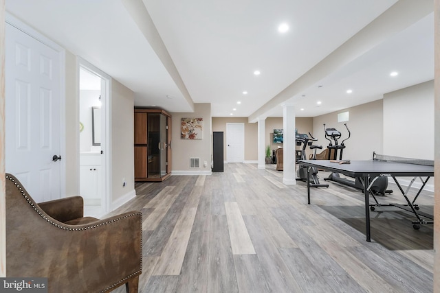 12801 Owlsley Way, Herndon, VA 20171 - game room with light wood-type flooring and recessed lighting