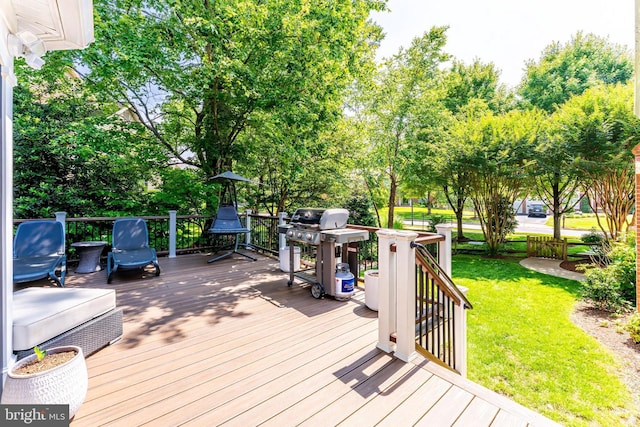 12801 Owlsley Way, Herndon, VA 20171 - wooden terrace with a grill and a yard