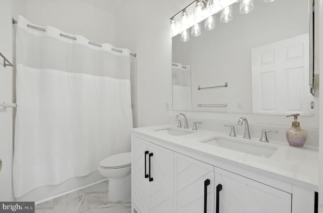 5311 Thomas Sim Lee Ter, Upper Marlboro, MD 20772 - bathroom featuring double vanity, marble finish floors, and shower / tub combo