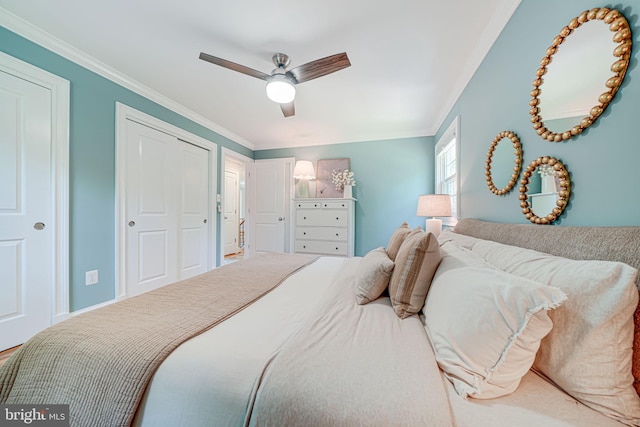 1930 Foxhall Rd, Mclean, VA 22101 - bedroom featuring ornamental molding and a ceiling fan