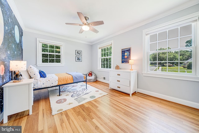 1930 Foxhall Rd, Mclean, VA 22101 - bedroom with crown molding, wood finished floors, and ceiling fan