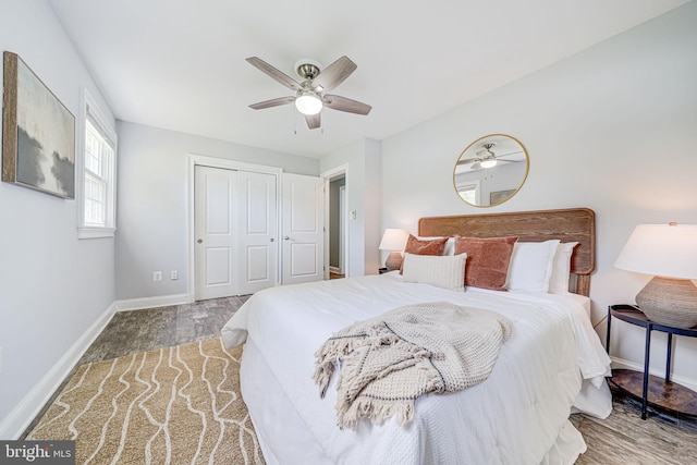 1930 Foxhall Rd, Mclean, VA 22101 - bedroom featuring wood finished floors, a closet, and a ceiling fan