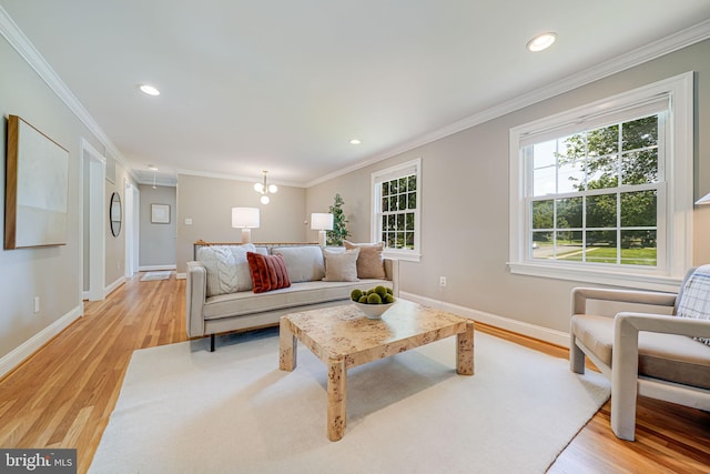 1930 Foxhall Rd, Mclean, VA 22101 - living area with light wood-style floors, crown molding, and recessed lighting