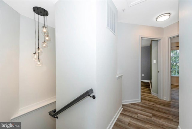 1806 Wheyfield Dr, Frederick, MD 21701 - stairs with wood finished floors and baseboards