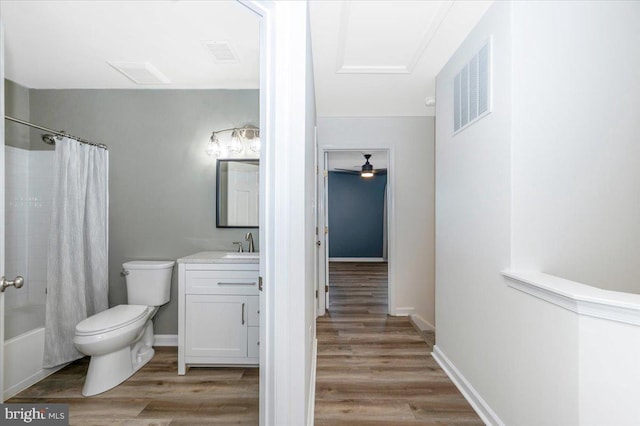 1806 Wheyfield Dr, Frederick, MD 21701 - bathroom with vanity, wood finished floors, and shower / bathtub combination with curtain