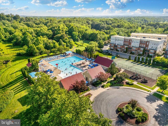 1806 Wheyfield Dr, Frederick, MD 21701 - bird's eye view of a heavily wooded area and a pool