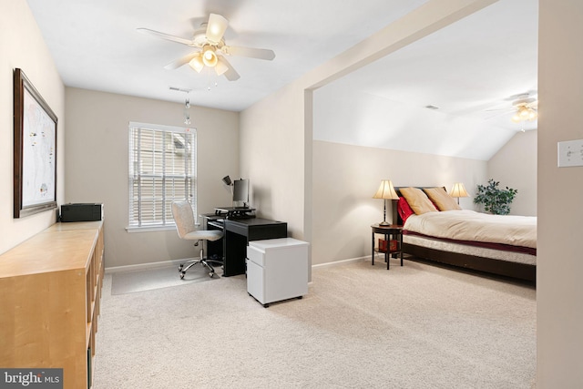 420 E Cottage Ave, Haddonfield, NJ 08033 - carpeted bedroom featuring a desk, a ceiling fan, and lofted ceiling