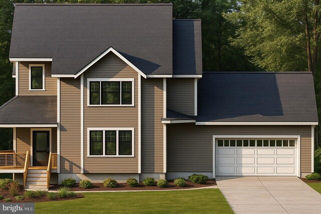 26 Aluna Dr, Front Royal, VA 22630 - view of front facade featuring concrete driveway, a garage, and a front lawn