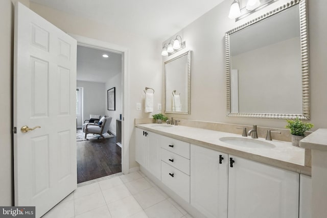 2119 21st Rd N, Arlington, VA 22201 - full bathroom with double vanity, tile patterned flooring, and recessed lighting