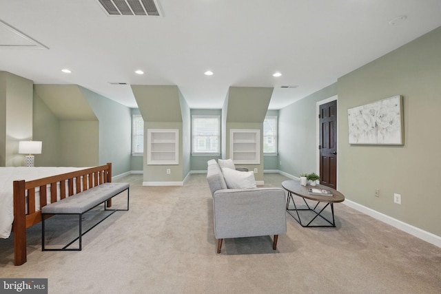2119 21st Rd N, Arlington, VA 22201 - bedroom with carpet floors, multiple windows, recessed lighting, and attic access