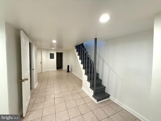 1611 S 28th St, Philadelphia, PA 19145 - hall featuring stairs, light tile patterned flooring, and recessed lighting