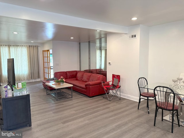 1611 S 28th St, Philadelphia, PA 19145 - living room featuring wood finished floors and recessed lighting
