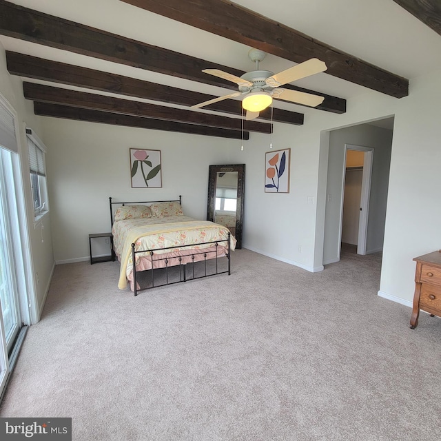 4715 Oak Rd, Shady Side, MD 20764 - carpeted bedroom with beam ceiling and a ceiling fan