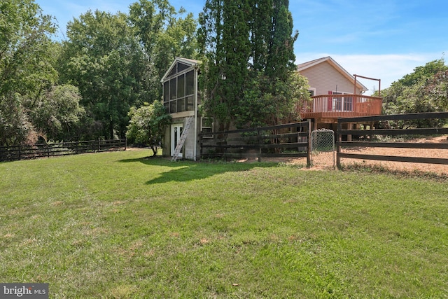 249 Mattson Rd, Garnet Valley, PA 19060 - view of yard featuring a wooden deck and a sunroom