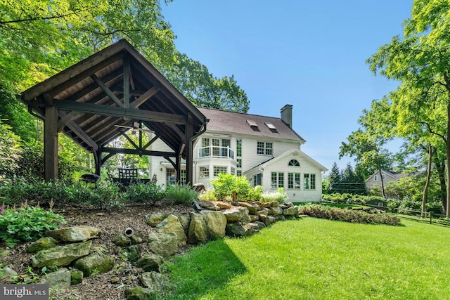 2109 Main St, Bethlehem, PA 18017 - back of house featuring a gazebo, a chimney, and a lawn